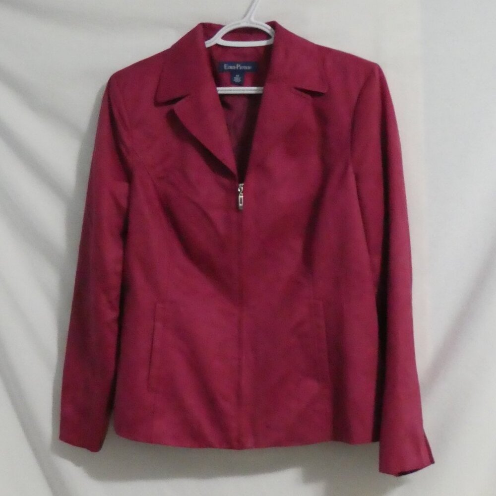 EVAN-PICONE | size 12 | Pink Zip-Up Blazer | Faux Suede Look